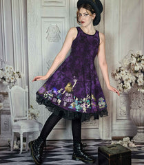 Alice in Wonderland Purple Party Dress - Plus Size Friendly - Thicker Fabric Style