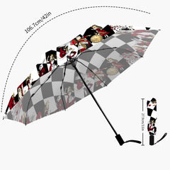 Alice In Wonderland - Queen Of Hearts Automatic Umbrella - Mad Hatter Tea Party Parasol (UMQOH)