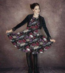 Ravens and Roses Gothic Dress - Plus Size Friendly Halloween dress