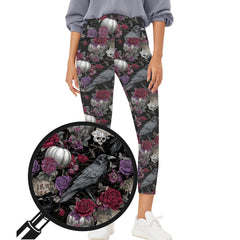 Ravens and Roses – Vintage Gothic ¾ Yoga Leggings