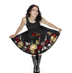 Alice in Wonderland Red and Gold Dress Party Dress - Plus Size Friendly (ADRG1)