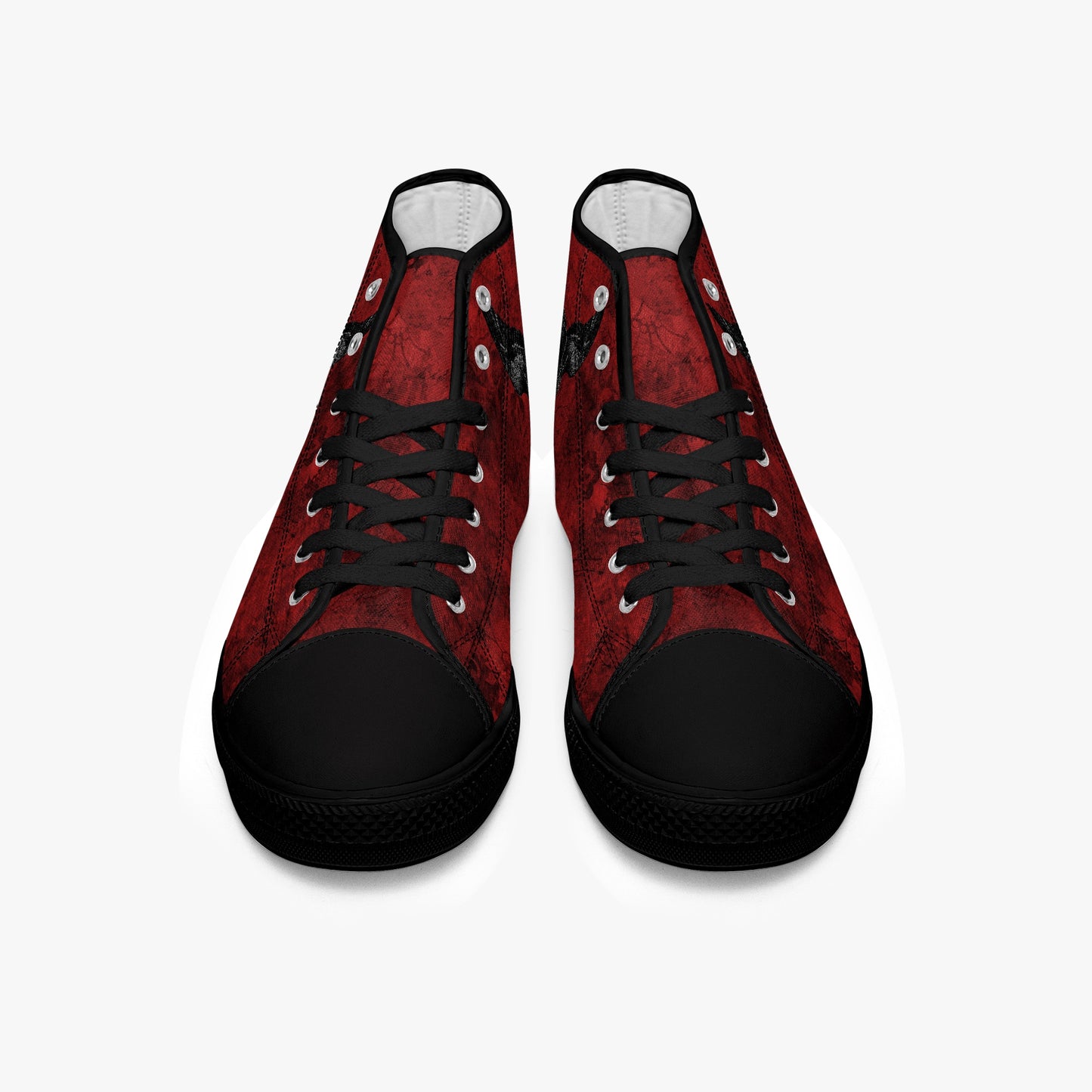 Raven Hi Top Sneakers - Blood Red Raven Sneakers - Crow High Tops (JPRAVSN2)