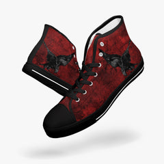 Raven Hi Top Sneakers - Blood Red Raven Sneakers - Crow High Tops (JPRAVSN2)