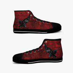 Raven Hi Top Sneakers - Blood Red Raven Sneakers - Crow High Tops (JPRAVSN2)