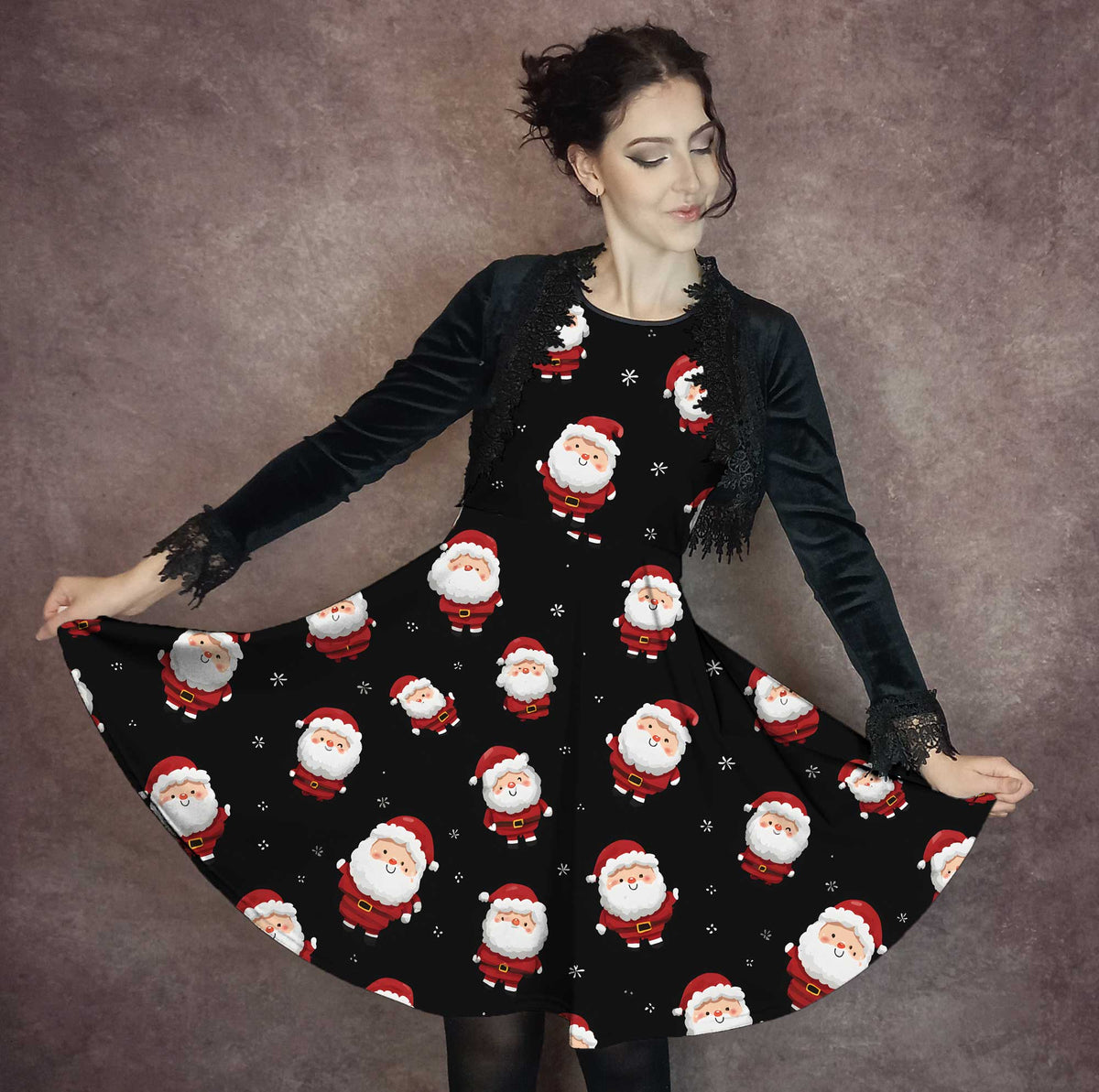 Santa Christmas Dress - Black Plus Size Christmas Dress