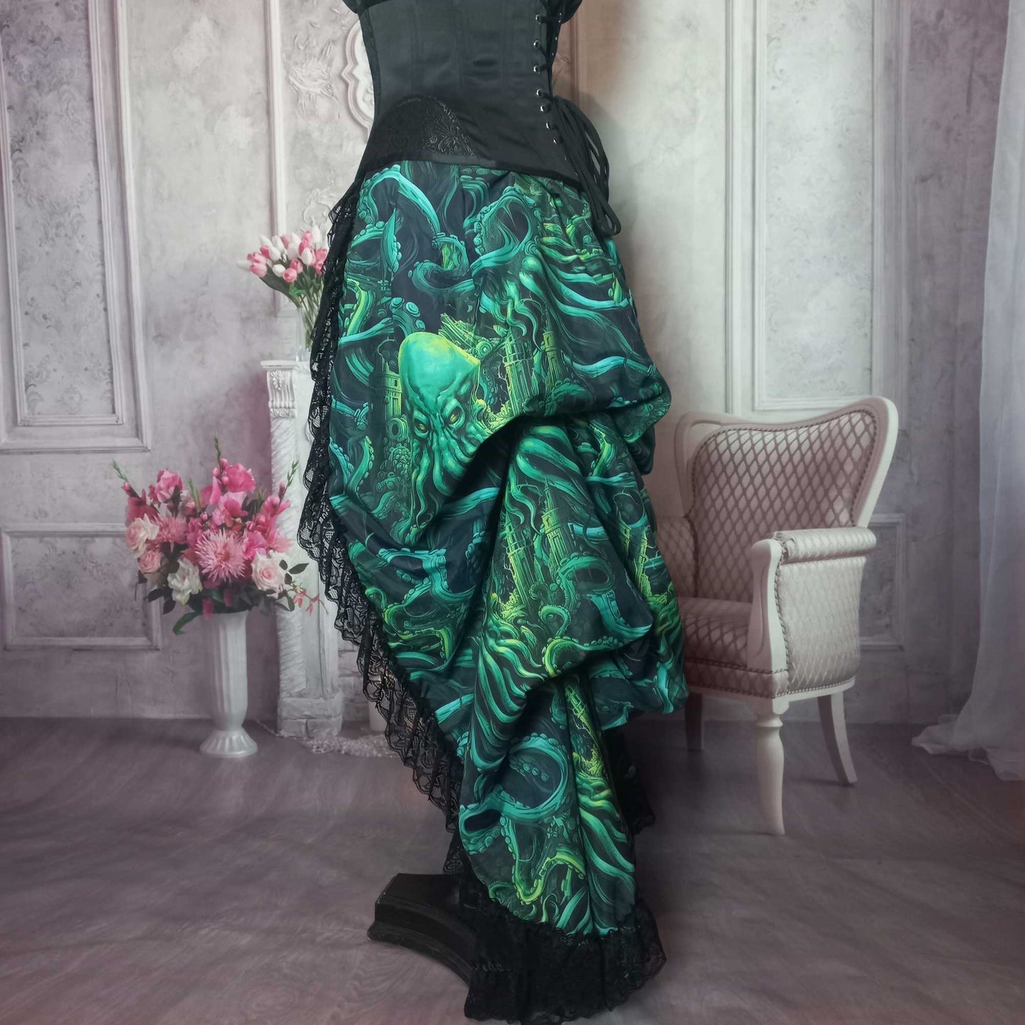 Cthulhu Lord of the Deep Corset Ensemble - Green Gothic Victorian Costume