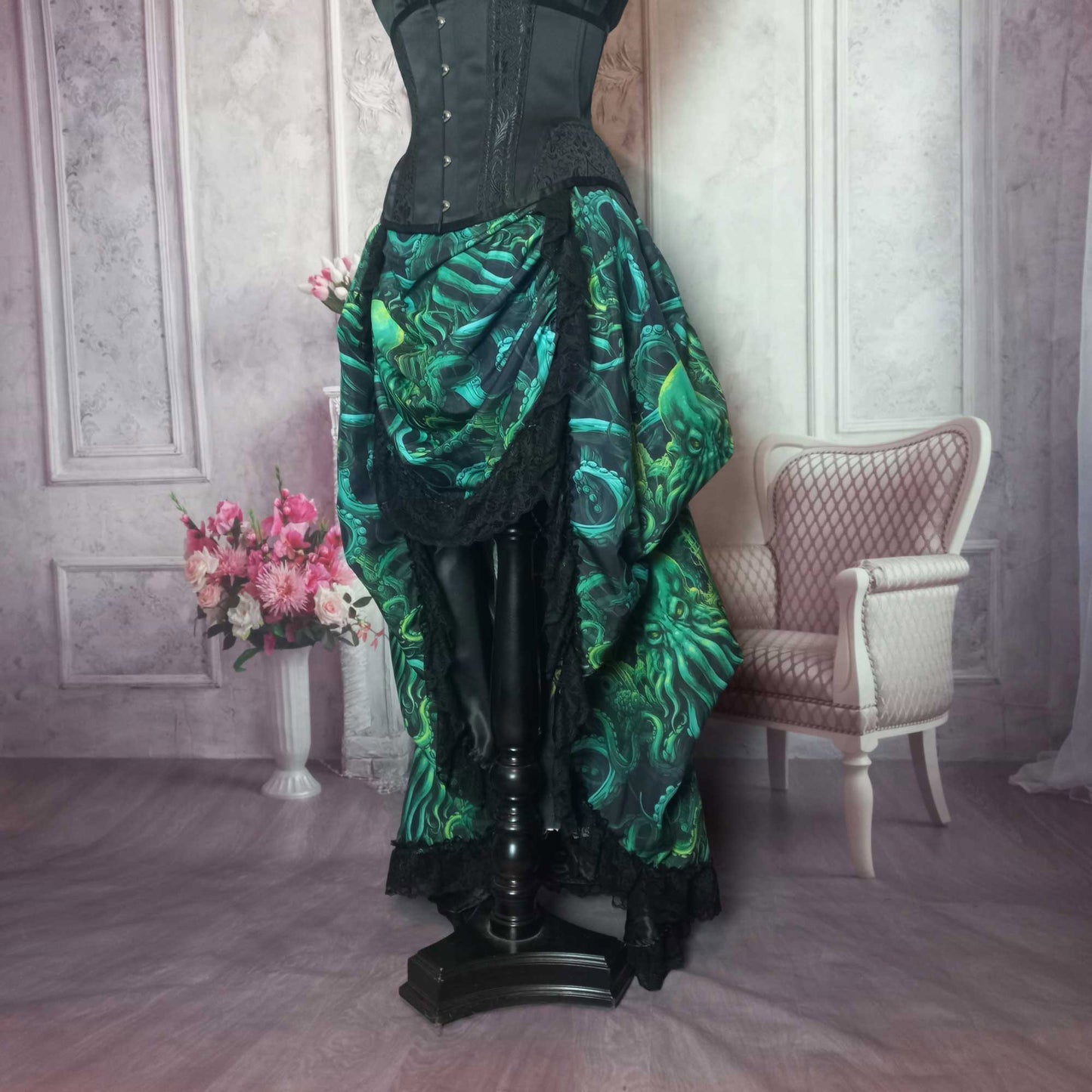 Cthulhu Lord of the Deep Corset Ensemble - Green Gothic Victorian Costume