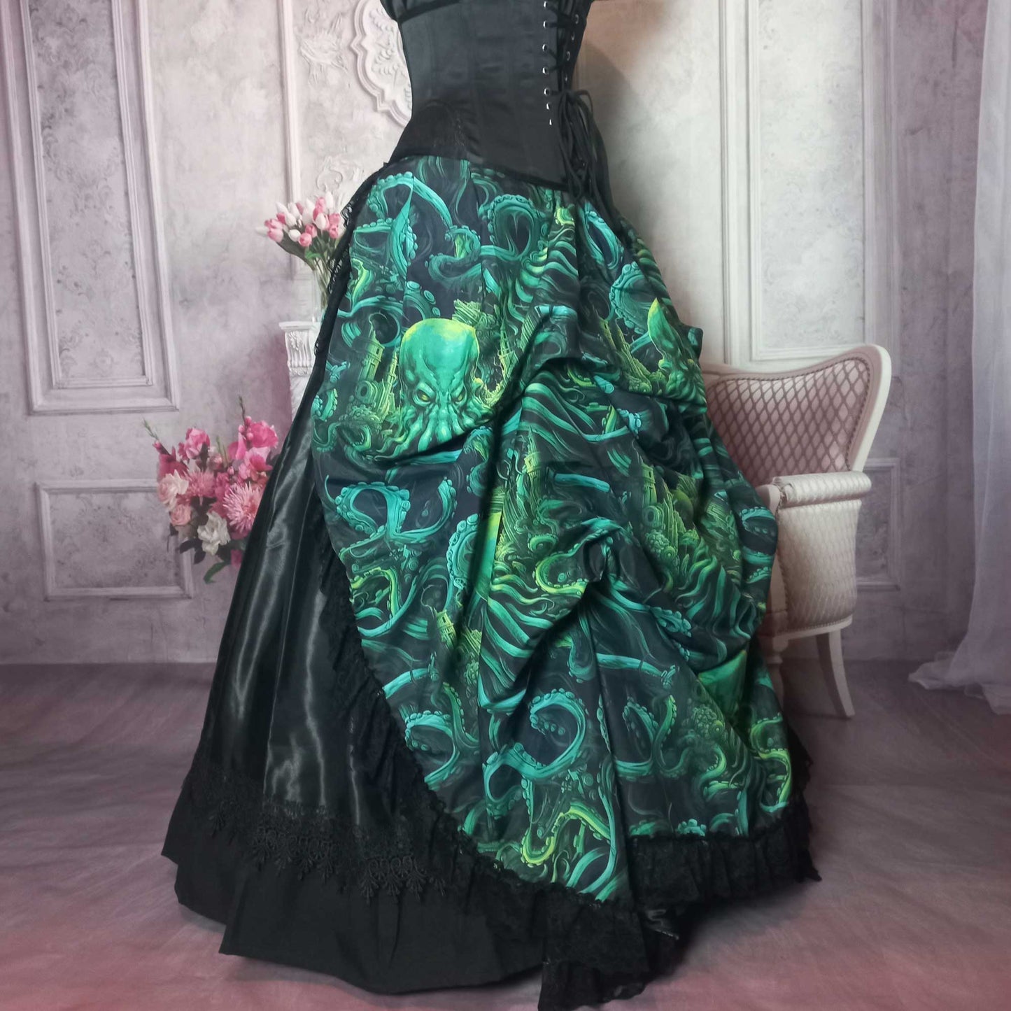 Cthulhu Lord of the Deep Corset Ensemble - Green Gothic Victorian Costume