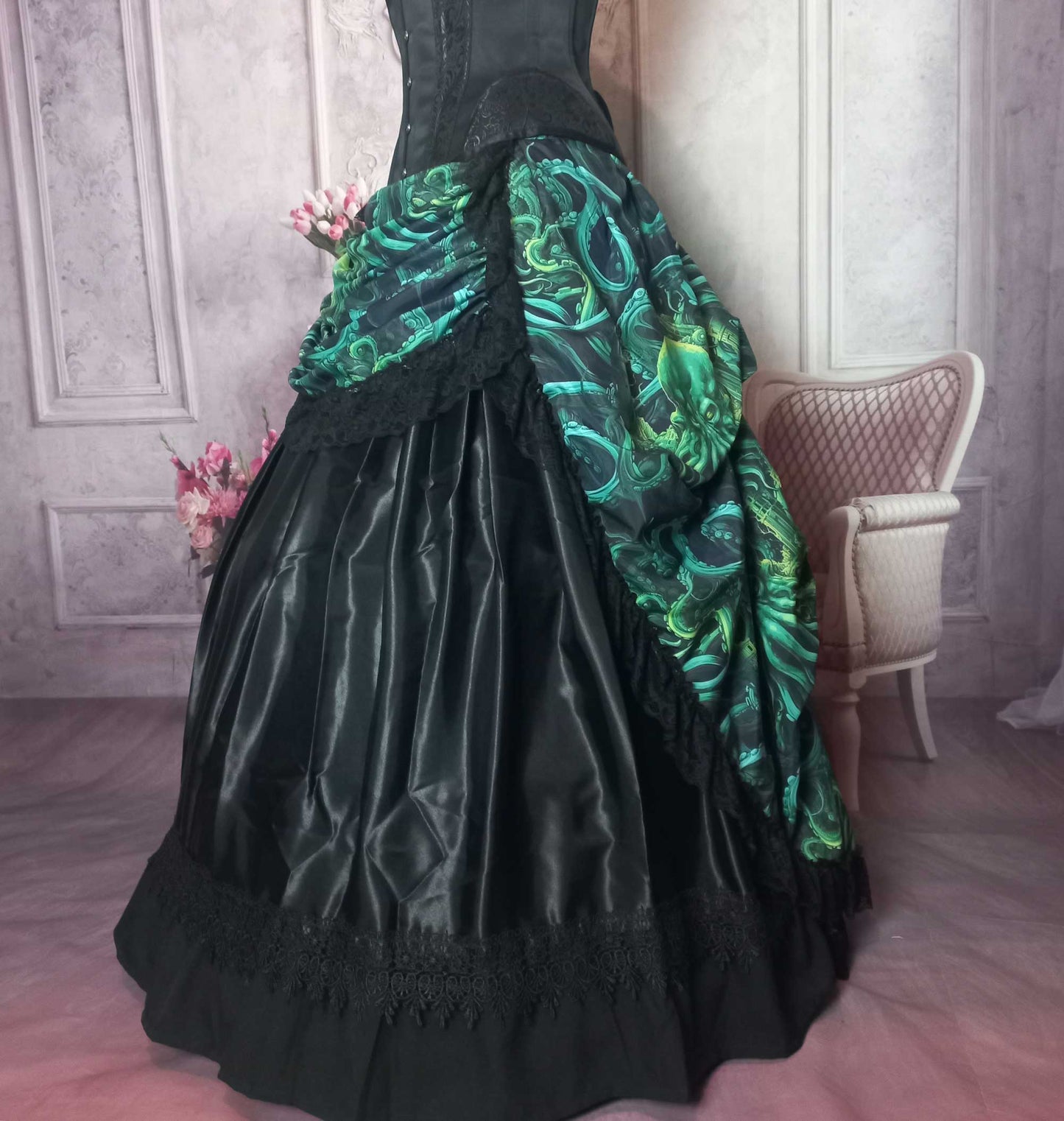 Cthulhu Lord of the Deep Corset Ensemble - Green Gothic Victorian Costume