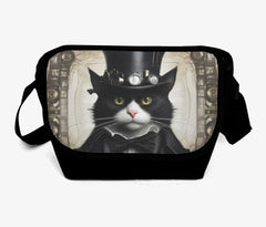 Steamcat Messenger Bag - Steampunk Cute Cat in a Top Hat School Bag (JPSTEAMCM)