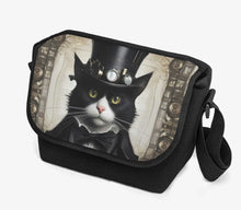 Load image into Gallery viewer, Steamcat Messenger Bag - Steampunk Cute Cat in a Top Hat School Bag (JPSTEAMCM)
