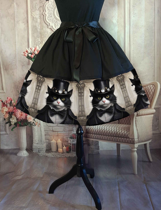 Steamcat 50's Style Skirt - Rockabilly Steampunk Cat Skirt