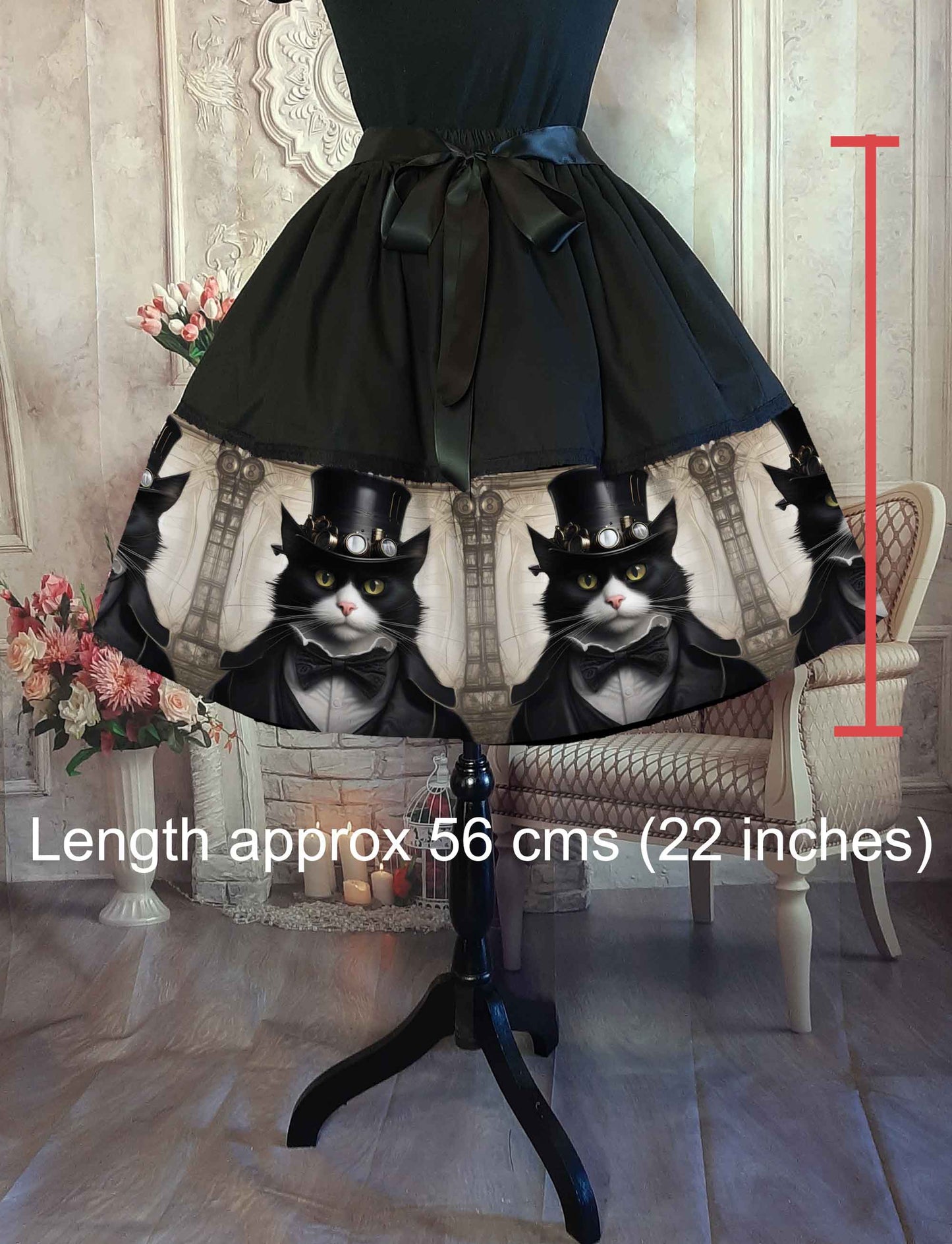 Steamcat 50's Style Skirt - Rockabilly Steampunk Cat Skirt