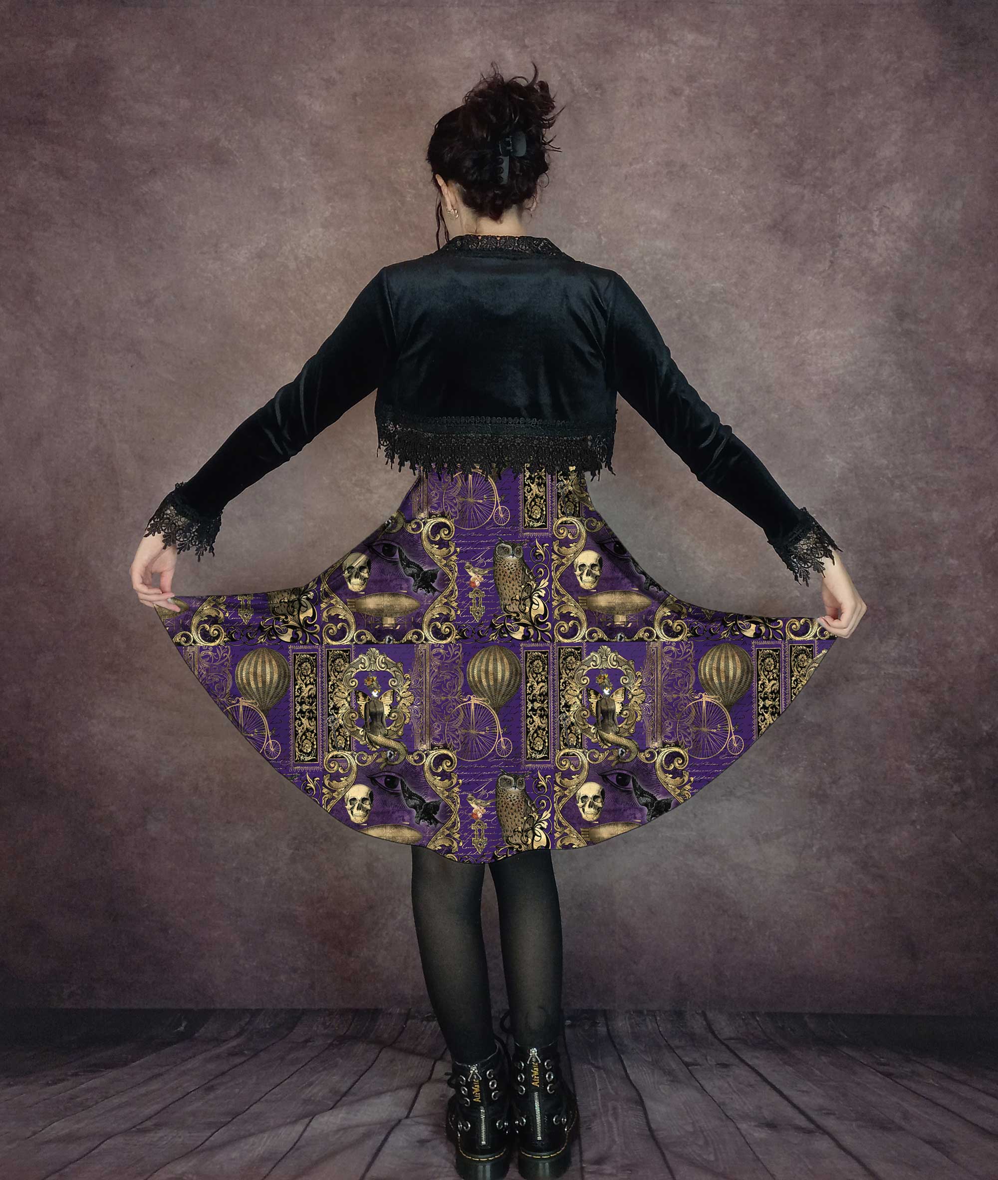 Purple Steampunk Festival Dress, Purple Gothic Dress