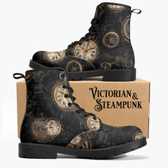 Steampunk Clockwork Boots - Custom Printed Gears & Cogs Design