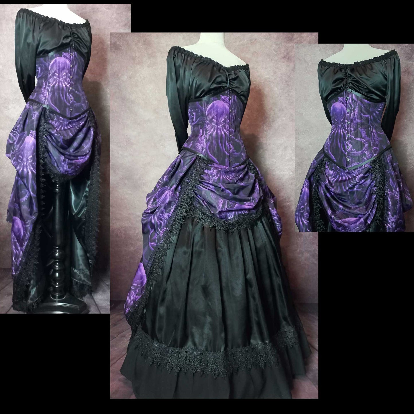 Cthulhu Lord of the Deep Corset Ensemble - Purple Gothic Victorian Costume