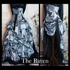 The Raven Corset Gown - Edgar Allan Poe Costume - Custom Victorian Raven Ensemble