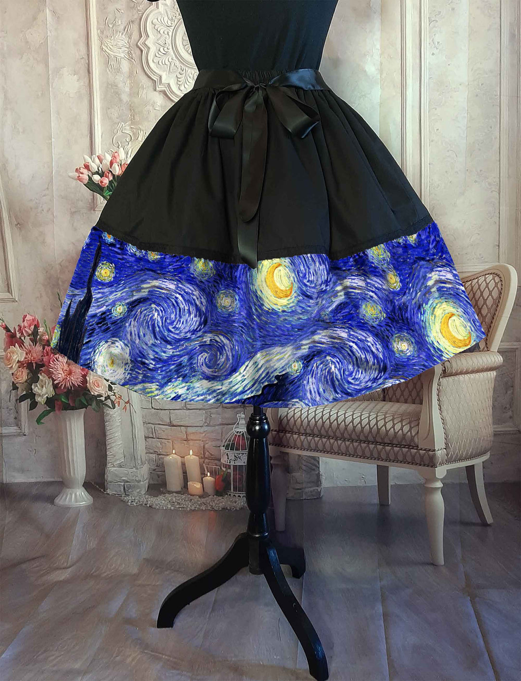 Van Gogh Starry Night Full Skirt - Art Party Rockabilly Full Skirt