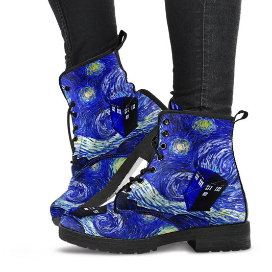 Van Gogh and The Doctor Combat Boots - Artistic Version (JPREG49)