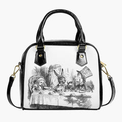 Alice in Wonderland Vintage Illustrations Black and White Shoulder Purse (JPVINBW2)