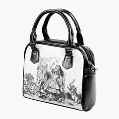 Alice in Wonderland Vintage Illustrations Black and White Shoulder Purse (JPVINBW2)