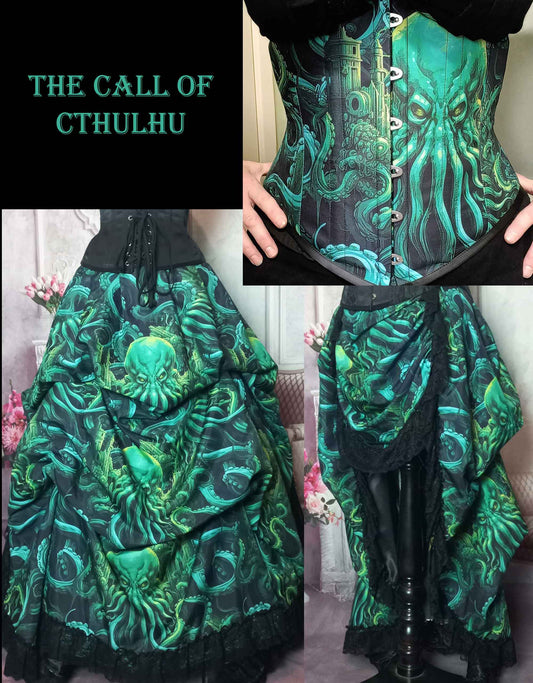 Cthulhu Lord of the Deep Corset Ensemble - Green Gothic Victorian Costume