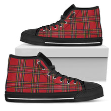 Load image into Gallery viewer, Red Tartan Black Sole High Top Sneakers
