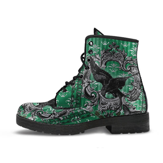 Gothic Raven Green Vegan Leather Combat Boots (REG60))