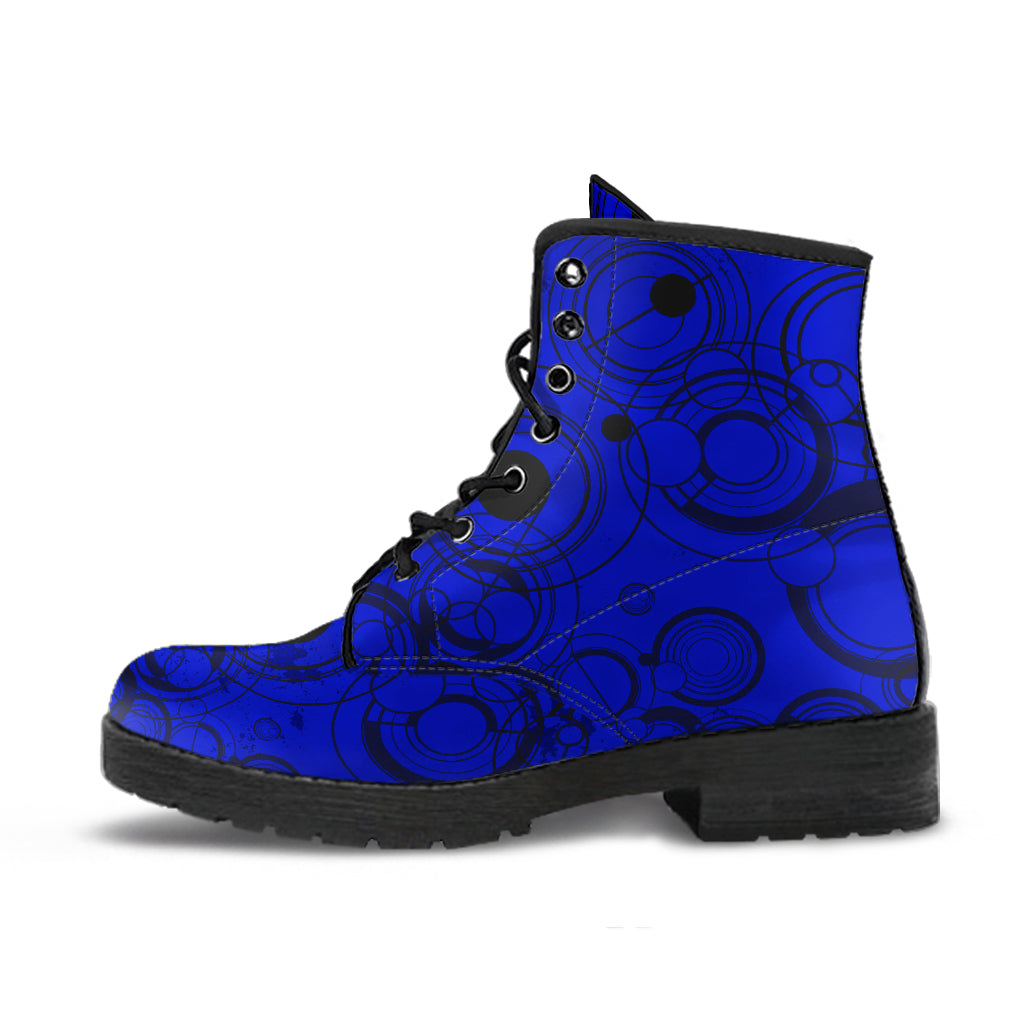 Doctor Who Gallifreyan Blue Vegan Leather Combat Boots (REG56)