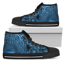 Load image into Gallery viewer, Bright Blue Steampunk Clockwork Hi Top Sneakers (SNSTEAM2))
