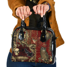 Load image into Gallery viewer, Steampunk Patchwork Dark Academia Blood Red Shopping Tote Bag - Gothic Steampunk Eco Tote (HBAB3)
