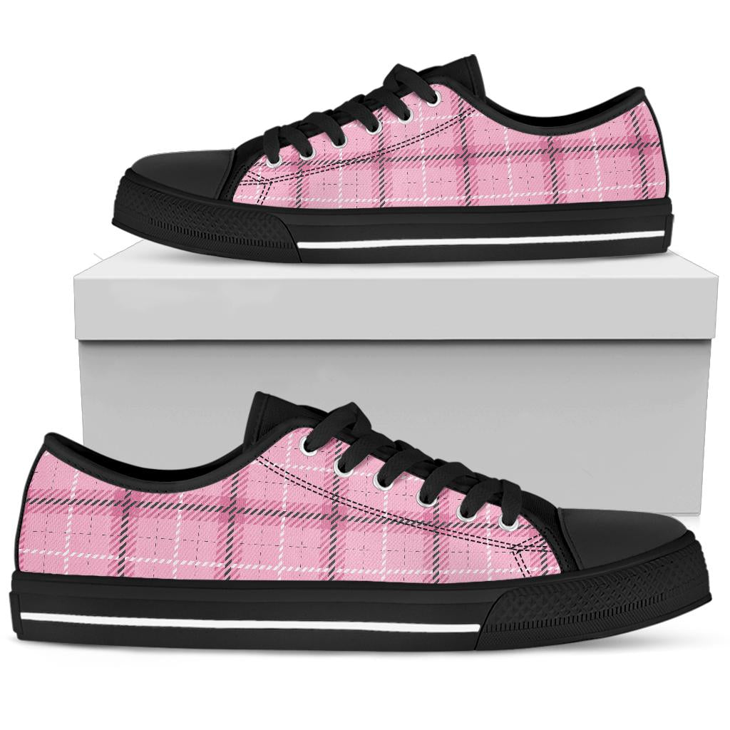 Pink Tartan Black Sole High top Sneakers (EL24)