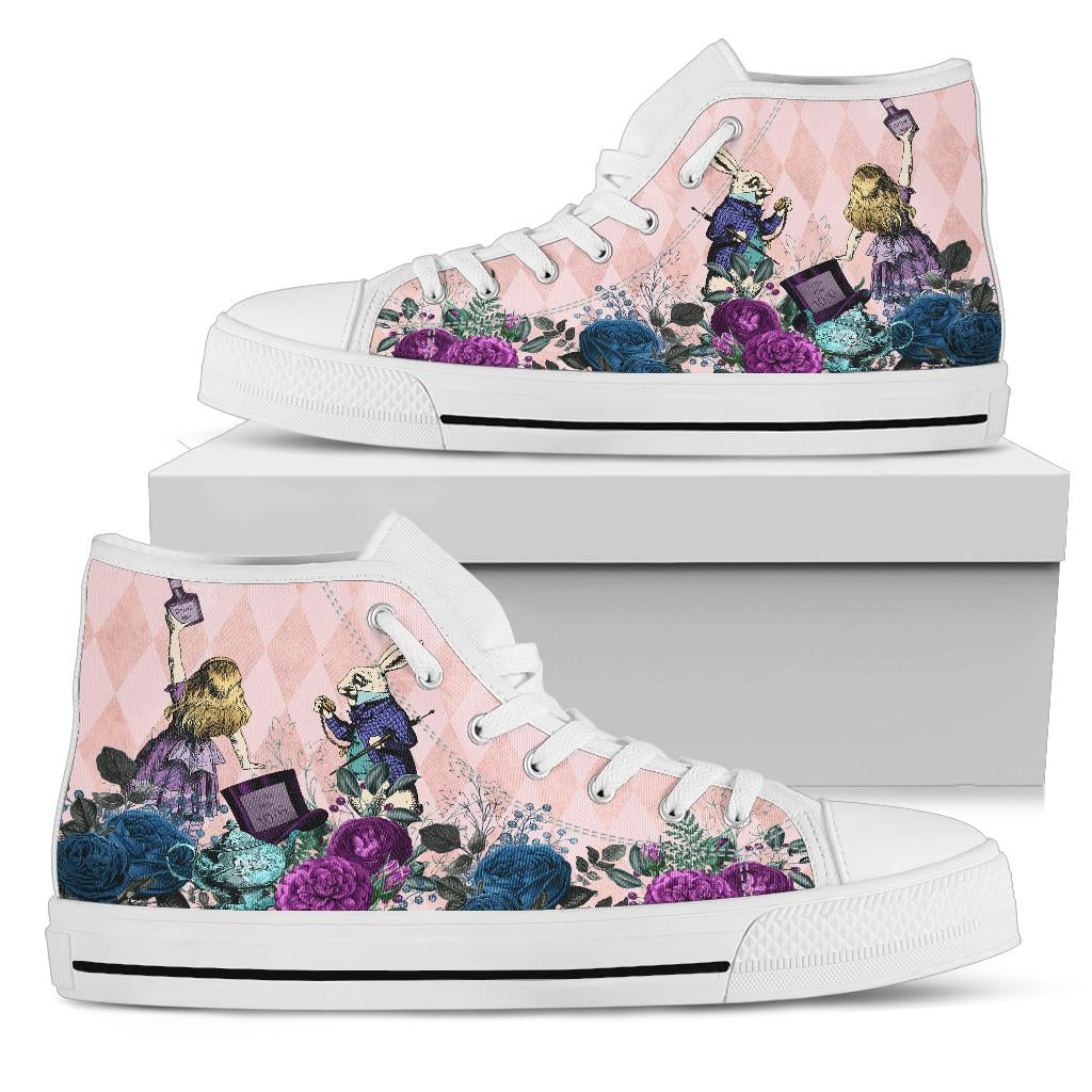 Alice in Wonderland White Rabbit and Alice Hi Top Sneakers (SN5)