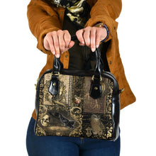 Load image into Gallery viewer, Steampunk Patchwork Dark Academia Synthetic Leather Handbag  - Gothic Steampunk Shoulder Bag (HBAB5)
