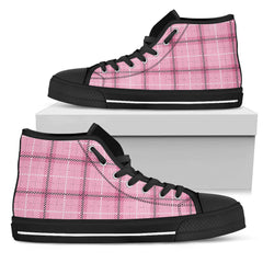 Pink Tartan Black Sole High top Sneakers (EL24)