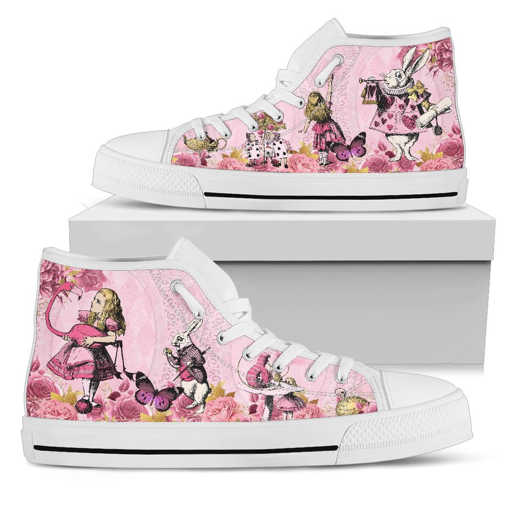Alice in Wonderland Pink High Top Sneakers (SN105)
