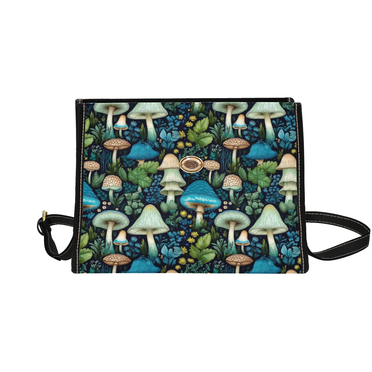 Mushroomcore Shoulder Satchel - Blue and Green Mushroom Bag (AMUSHSATCH2)