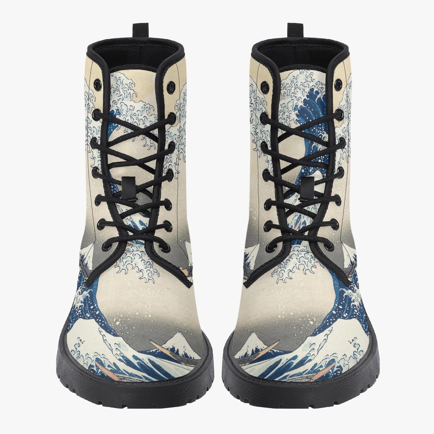 The Great Wave Boots - Vegan Leather Combat Boots (JPREG32)