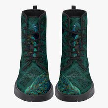 Load image into Gallery viewer, Peacock Boots - Blue, green Vegan Leather Combat Boots (JPREG53)
