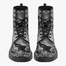 Load image into Gallery viewer, Gothic Raven Vegan leather Combat Boots - Dark Raven emo boots (JPREG58)
