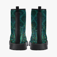 Load image into Gallery viewer, Peacock Boots - Blue, green Vegan Leather Combat Boots (JPREG53)
