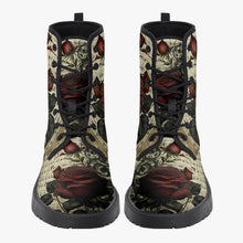 Load image into Gallery viewer, Gothic Music and Roses Vintage Style Combat Boots (JPREGAI1)
