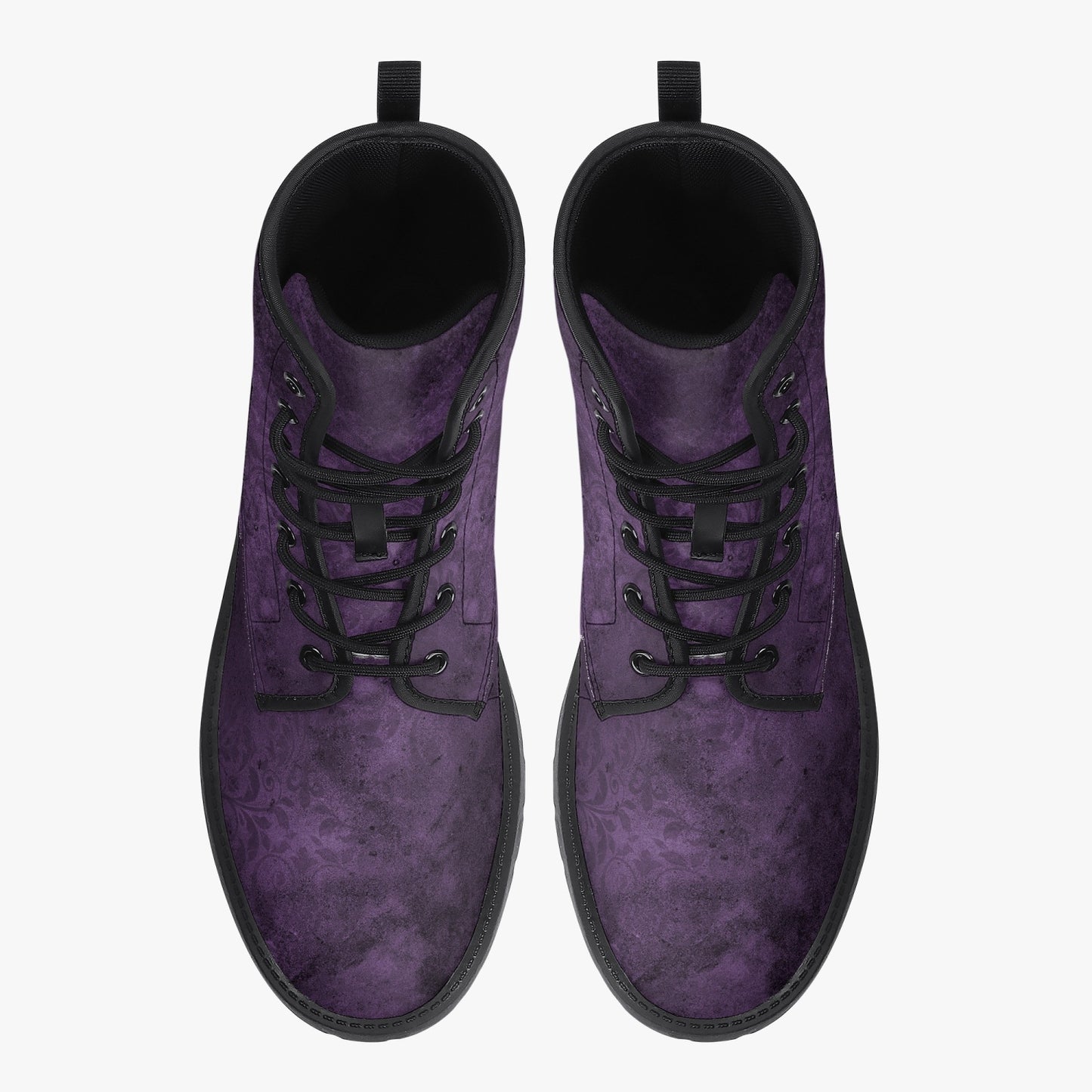 Purple Gothic Grunge Vegan leather Combat Boots - Vegan Leather Purple Boots (JPREG68)