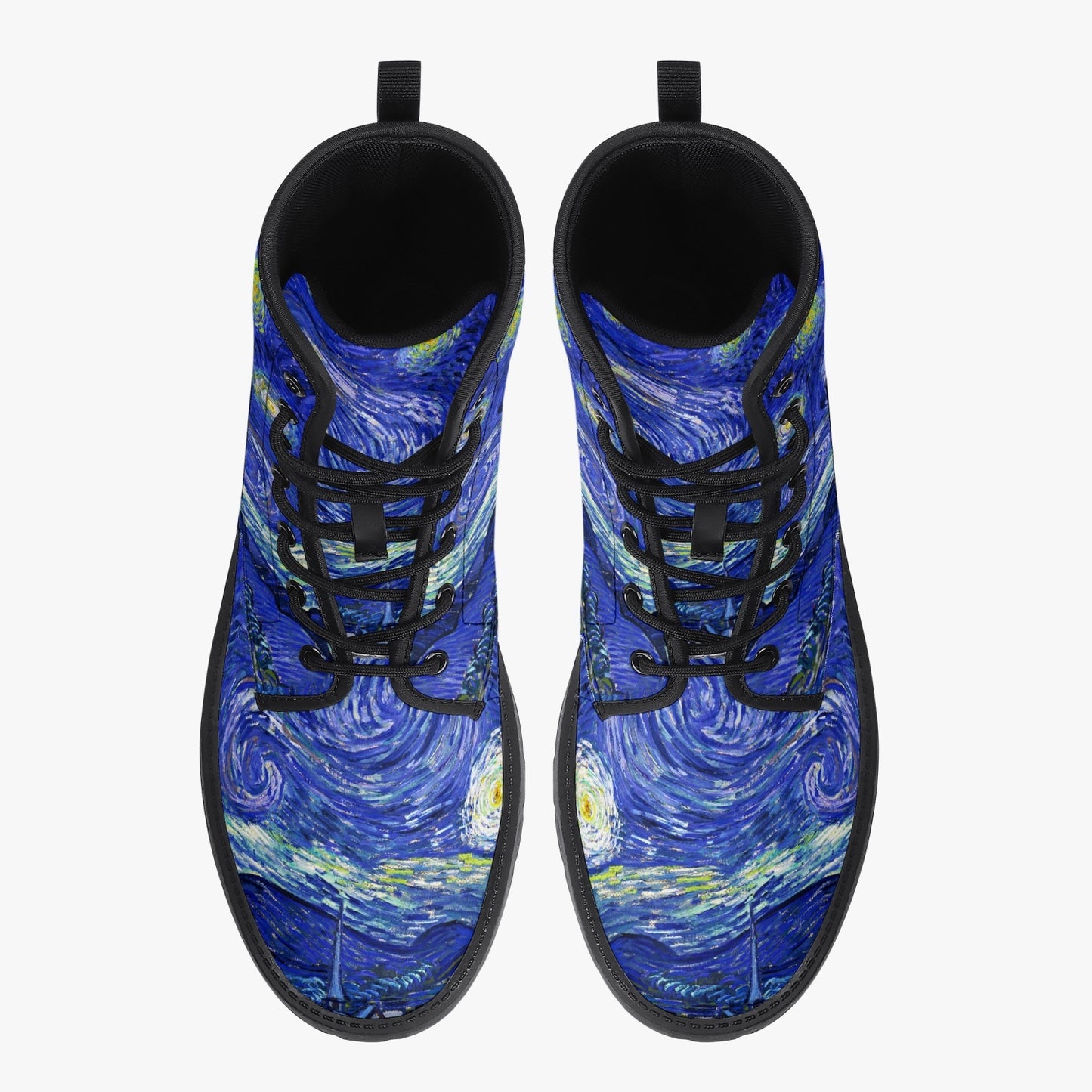 Van Gogh Starry Night Vegan Leather Combat Boots (JPREGVGS)