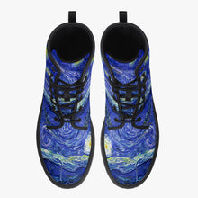 Load image into Gallery viewer, Van Gogh Starry Night Vegan Leather Combat Boots (JPREGVGS)
