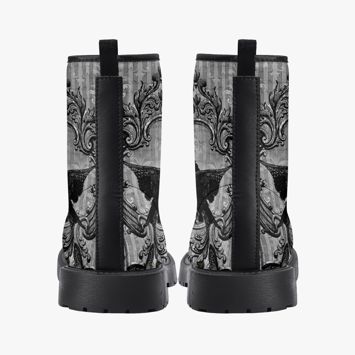 Gothic Raven Vegan leather Combat Boots - Dark Raven emo boots (JPREG58)