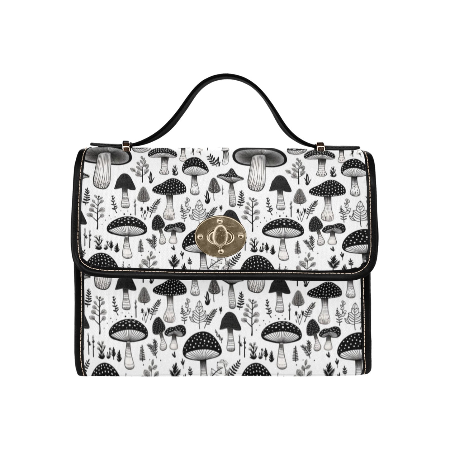 Mushroomcore Black and White Shoulder Satchel Bag (ASATCHM1)