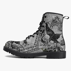 Gothic Raven Lace Up Combat Boots - Dark Raven emo boots (JPREG58)