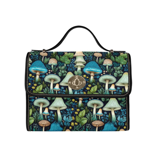 Mushroomcore Shoulder Satchel - Blue and Green Mushroom Bag (AMUSHSATCH2)