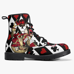 Alice in Wonderland Queen of Hearts Lace Up Combat Boots - Through the Looking Glass Gothic Boots (JPREG102)